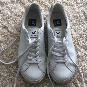 All white leather VEJA sneakers